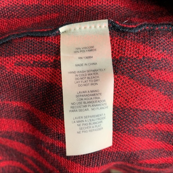 Sioni Studio Knee Length Godet Style Knit Skirt Red & Black Zebra Print - Picture 8 of 8